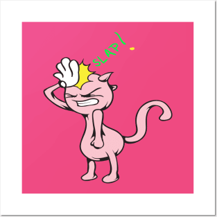 funny cat slap Posters and Art